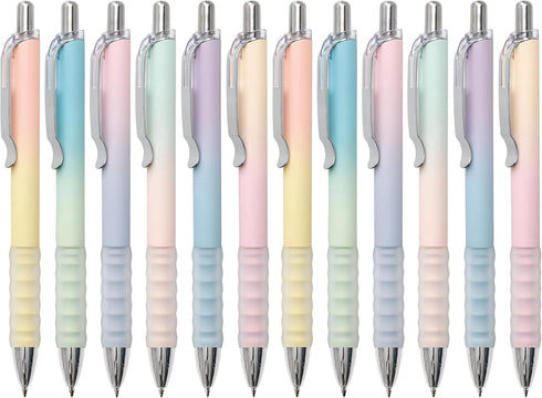 Gel Pens Medium Point 0.7mm Black Ink Gel Pen Retractable Cute Pens for Smooth Writing School Office Supplies, Pack of 12...