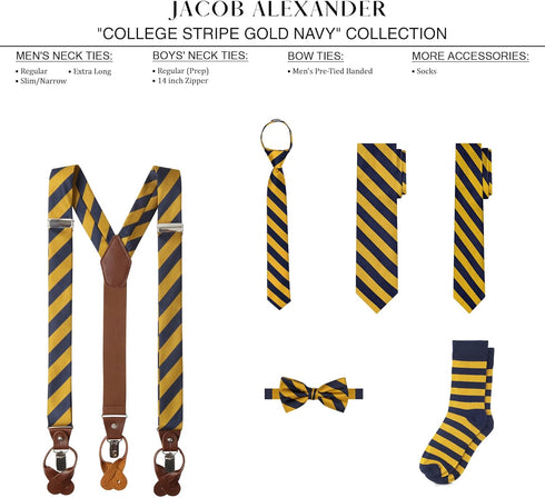 Jacob Alexander Stripe Woven Men's Slim 2.75" College Striped Tie...