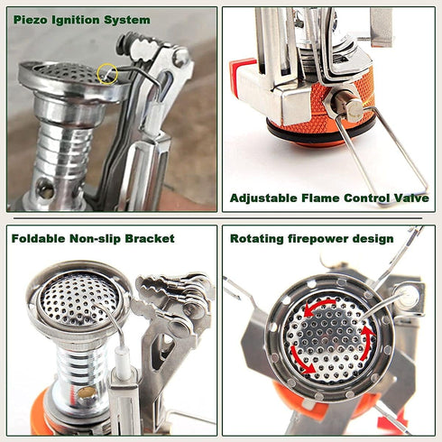 Backpacking Stove Camping Stove Mini Gas Stove with Piezo Lgnition for Camping and Hiking...