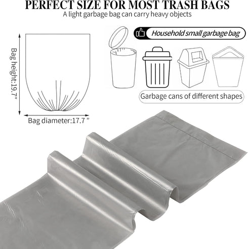 5 Rolls Small Trash Bags - 100 Counts Durable 4 Gallon Small Garbage Bags for home office kitchen Bathroom Bedroom Trash Can liners?Silver?...