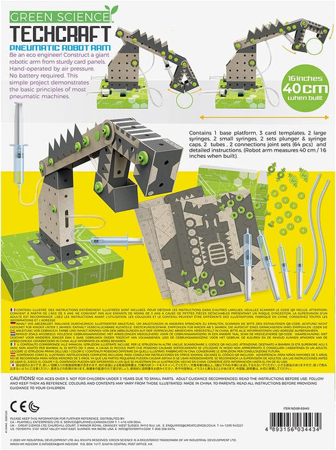 4M TechCraft Pneumatic Arm, Green Science, STEAM...