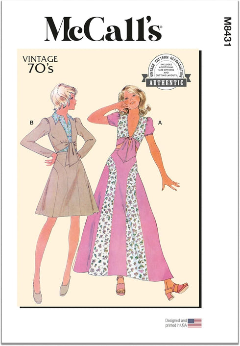 McCall's Misses' 1970's Vintage Top and Skirt Sewing Pattern Kit, Design Code M8431, Sizes 8-10-12-14-16...