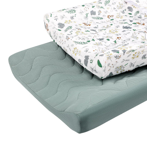 Baby Changing Pad Cover, Muslin Diaper Changing Table Pad Cover, Soft Changing Pad Sheets for Girls and Boys, Quilted and Breathable Changing Tabl...