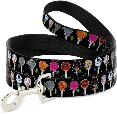 Star Wars Pet Leash, Dog Leash, Star Wars Festive Lollipop Icons Multi Color, 6 Feet Long 0.5 Inch Wide...