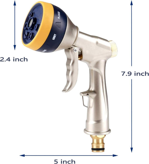 Garden Hose Nozzle Heavy Duty High Pressure Garden Sprayer for Car Washing, Watering Garden, Showering Dog & Pets with 7 adjustable patterns and f...