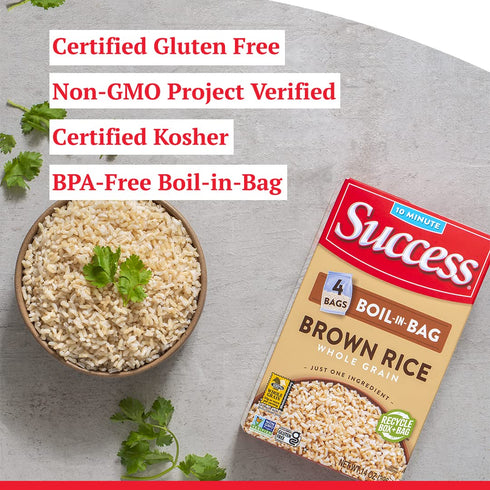 Success Boil-in-Bag Rice, Brown Rice, Quick and Easy Rice Meals, 14-Ounce Box...
