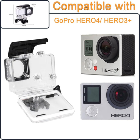 Waterproof Housing Case for GoPro Hero 4 3 Plus, Protective Underwater Dive Shell with Bracket for Go Pro Hero4 3+ Action Camera Accessories Kit...