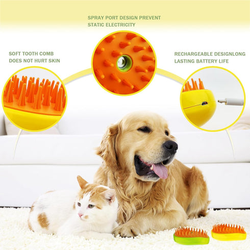Cat Steam Brush,3 In 1 Self Steamy Cat Brush, Cat Grooming Supplies For Massage,Best Steamy Cat Hair Brush with Water Silicone Steamy Cat Pet Brus...