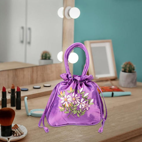 Holibanna Handbags Tote Bags The Tote Bag Purse Drawstring Tote Bag Women Drawstring Handbag Embroidered Handbag Small Drawstring Handbag Embroide...