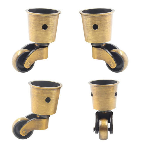 Luomorgo 4 Pack Antique Caster Cups Furniture Casters Wheels Zinc Alloy Swivel Cup Casters Round Cup Castor for Cabinet Piano Table Chair...