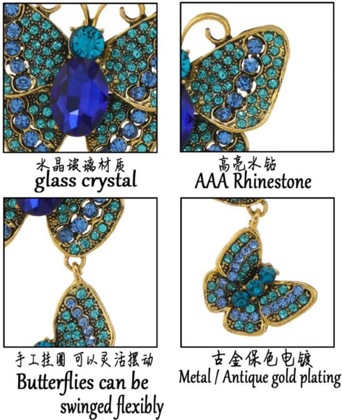 Crystal Rhinestone Butterfly Brooches For Women Pretty 3 Butterfly Insects Party Casual Brooch Lapel Pins Elegant Dress Accessories Wedding Christ...