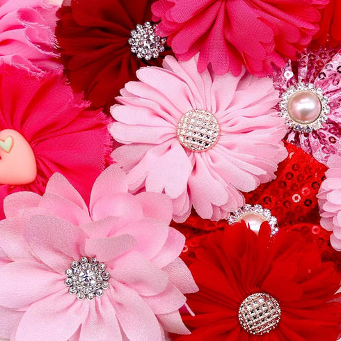 20pcs Pink Rose Red Pet Dog Collar Attachment Flower Bows, Slide Small Dog Collar Bowties, Removable Dog Bowties for Holiday Festival Valentine's ...
