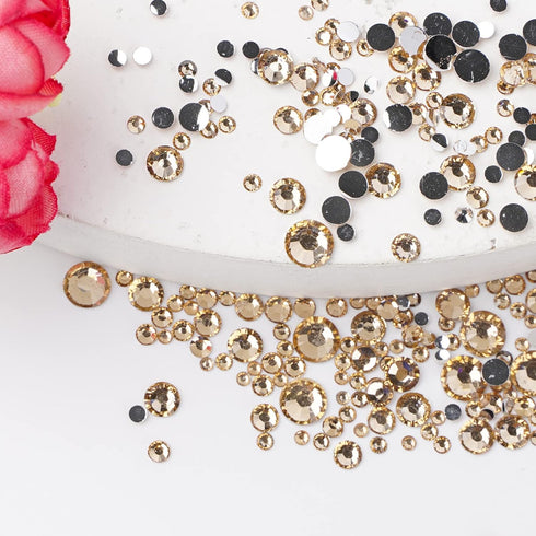 Canvalite 1500PCS Champagne Rhinestones Flat Back Gems, Nail Rhinestones Nail Art Gems with Pick Up Tweezers and Rhinestone Picker Dotting Pen, Na...