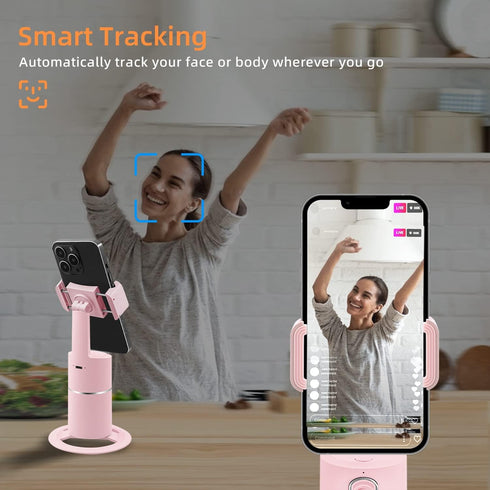 Mcbazel Auto Face Tracking Tripod, No App Required, Rechargeable Battery, 360° Rotation Phone Tracking Holder Face Body Phone Camera Mount for Liv...