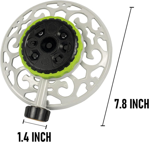 Hourleey Adjustable Turret Metal Sprinkler, 8 Mode Fixed Lawn Sprinkler for Yard with Hose Quick Connect Product Adapter for Garden Watering Irrig...