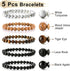 5pcs Bracelets set for Men, Natural Stone Mens Beaded Bracelets, 8mm Tiger Eye Lava Rock Black Agate Bracelet...