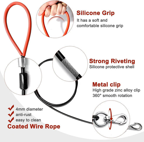 Chew Proof Heavy Duty Leash for Dogs Up to 250 Pound,Metal Cable Lead Made of Coated Wire Rope with Soft Padded Handle?Chew Resistant Dog Leash fo...