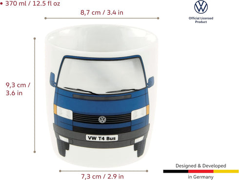 BRISA VW Collection - Volkswagen Large Ceramic CoffeeTeaCappuccino Mug Cup in T4 Bus Campervan Design (Blue)...