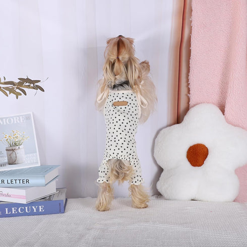 Dog Pajamas Summer Dog Clothes for Small Dogs Girl Boy Star Strap Puppy Onesie Pjs for Doggie Pet Cat Jammies Apparel, Beige, XL...