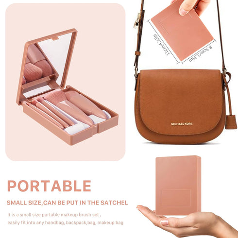 Travel Makeup Brush Set 5PCS Mini Make up Kit Portable Complete Function Cosmetic Brushes Kit Cheap Makeup Brush Kit Cute Makeup Brush for Eyeshad...