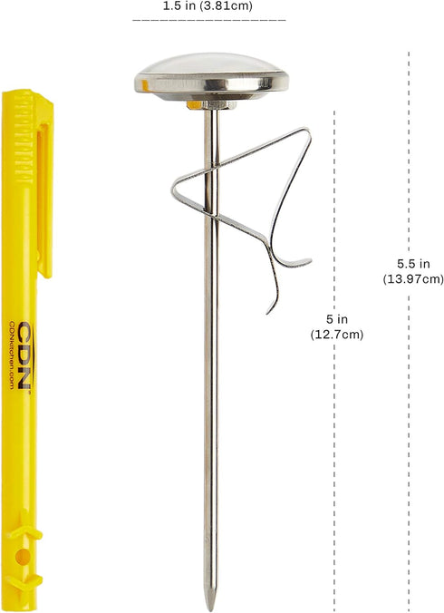 CDN ProAccurate® Instant Read Beverage Frothing Thermometer with Clip for Precise Temperature Measurement, 5" Stainless Steel Stem, Yellow Case (I...