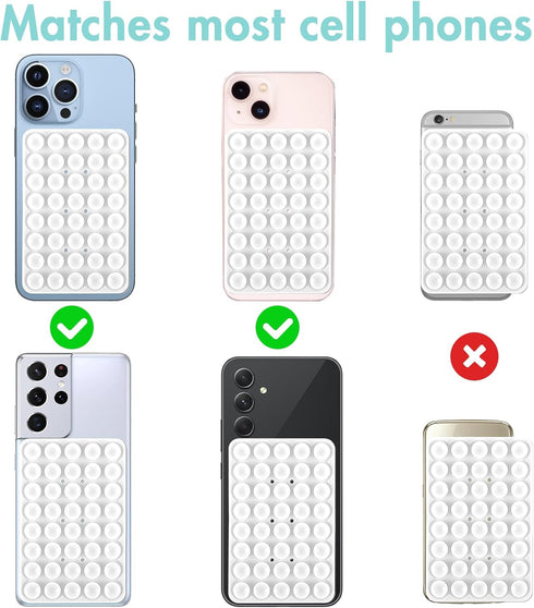 Silicone Double-Sided Suction Cup Phone Mount, Hands-Free Grip Holder for Selfies Videos Anti-Slip Mirror Shower Phone Case Holder for Most Phones...