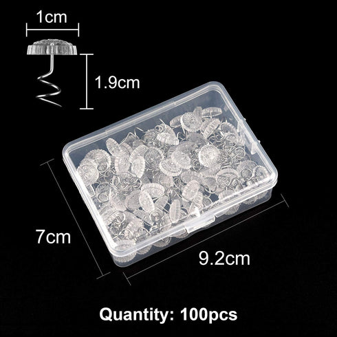 KUUQA 100 Pieces Upholstery Twist Pins Clear Heads Bed Skirt Pins for Slipcovers and Bedskirts...