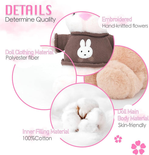 Easter Bunny Plush Easter Stuffed Animal Cute Three Piece Plush Bunny Toy Matching Set - White Sister, Pink Sister, and Brown Brothers Bunny with ...