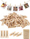 Sturdy Mini Clothes Pins for Photo, 150 Pcs 1 Inch Natural Wooden Clothespins with 33 FT Jute Twine, Small Clips for Crafts Display, Baby Shower G...