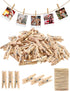 Sturdy Mini Clothes Pins for Photo, 150 Pcs 1 Inch Natural Wooden Clothespins with 33 FT Jute Twine, Small Clips for Crafts Display, Baby Shower G...