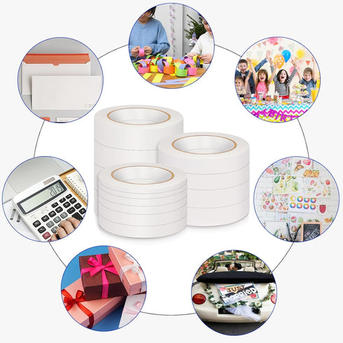 14 Rolls Double Sided Tape for Crafts Scrapbooking Multi-Purpose and Multi-Size Tape for Arts, Photography, Gift Boxes, Card Making, Paper Backing...