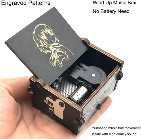 Pursuestar SpAway Always with me Wind Up Music Box, Vintage Engraved Wood Mechanism Musical Gifts for Anime Fans Birthday Valentine's Day Christma...