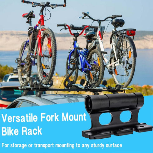 Bike Quick Release Fork Mount Block, Aluminum Alloy Bicycle Front Fork, Block Car Roof Rack Support Bike Stand Holder with Adapters,for Truck/Trai...