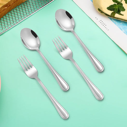LIANYU 10-Piece Children Silverware Set, Kids Forks and Spoons Silverware Set, Stainless Steel Toddler Utensils Flatware Set, Child Cutlery Set fo...