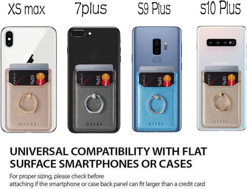 BIAJIYA Card Holder for Back of Phone with Ring RFID Blocking Stand Wallet Pocket Stick on Phone Credit Cards Leather for iPhone/Android and All S...