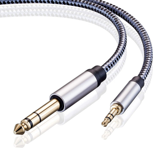 Tiierzon 1/8 to 1/4 Stereo Cable 6Ft, 6.35mm 1/4" Male to 3.5mm 1/8" Male TRS Bidirectional Stereo Audio Cable Jack for Guitar, Home Theater Devic...