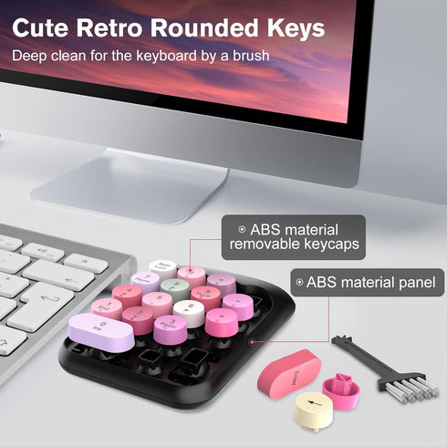 PINKCAT Wireless Number Pad, Cute 18 Keys Numeric Keypad with 2.4G Mini USB Receiver, Portable Silent Number Numpad Financial Accounting for Lapto...