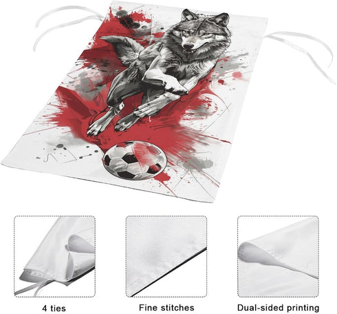 Wolf Playing Soccer Garden Flag Silver And Black House Yard Flag Seasonal Holiday Outside Holiday Decoration Home Decor Double Sided Flag 12x18inc...