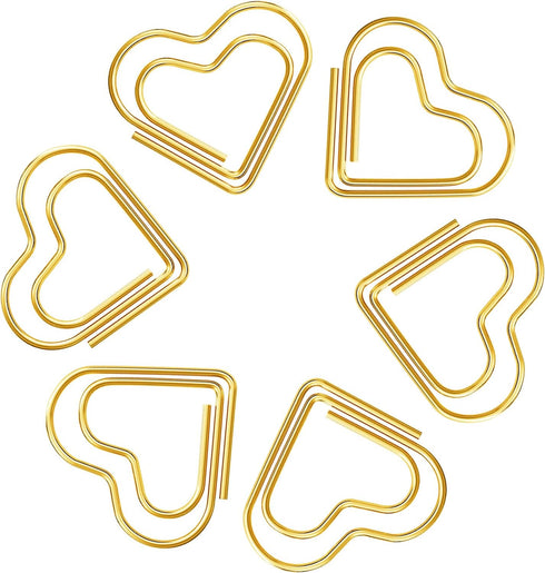 100Pcs Cute Heart Paper Clips,Smooth Stainless Steel Heart Wire Paperclips Small for Office Supplies Wedding Women Girls Kids Students Paper Docum...