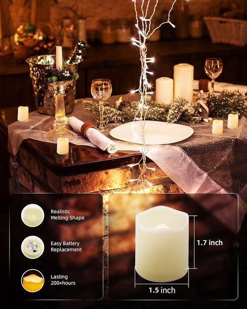 SHYMERY Flameless Votive Candles,Flameless Flickering Electric Fake Candle,24 Pack 200+Hour Battery Operated LED Tea Lights in Warm White for Wedd...