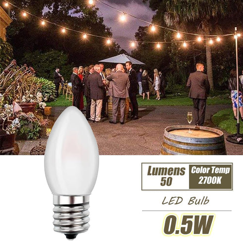 Christmas Village Replacement Light Bulbs C7 Edison LED Mini Night Light Bulbs 0.5W Equivalent to 5 Watt Incandescent - E12 Candelabra Base 2700K ...