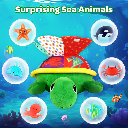 KMUYSL Baby Toys 0 to 12 Months, Musical Stuffed Animal Toys for 0-6 6-12 Months, Plush Sensory Turtle Toys with Crinkle, Infant Tummy Time Toys f...