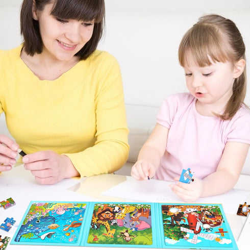 AMOR PRESENT Magnetic Puzzles for Kids, Travel Puzzles Book Learning Magnet Toys for Toddlers Gifts...