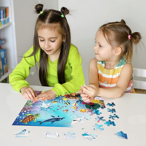 100 Piece Puzzles for Kids, Underwater World Jigsaw Puzzles for Toddler Children Learning Preschool Educational Puzzles Intellectual Development T...
