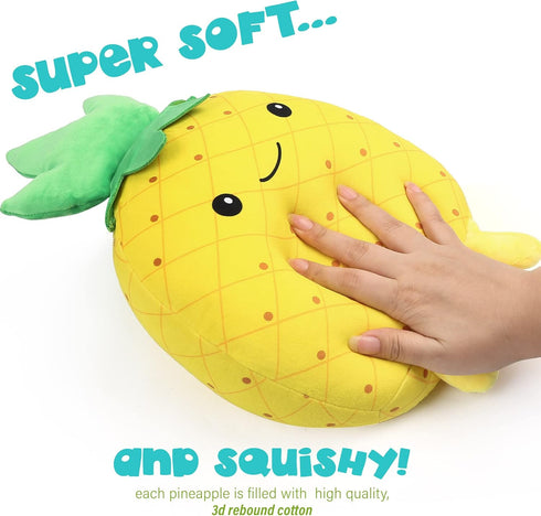 BenBen Pineapple Plush Toy, Set of 3, 12", 7" and 6'' Squishy Stuffed Animal Toys, Fruit Plushies, Fun Plush Pillow, Easter Basket Stuffers, Ms Sw...