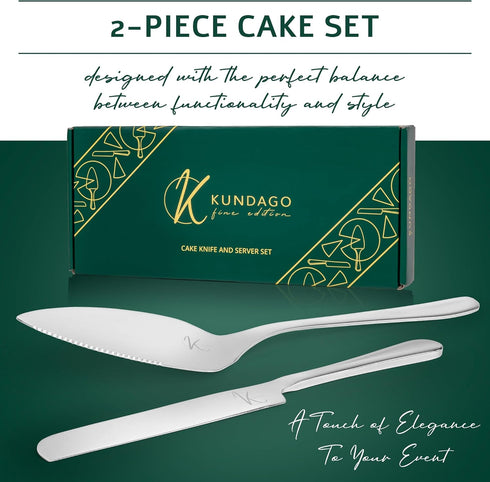 Wedding Cake Knife and Server Set – 2-Pcs Cake Cutter and Cake Server Spatula – Food Grade Stainless Steel Cake Serving Set for Home, Special Even...