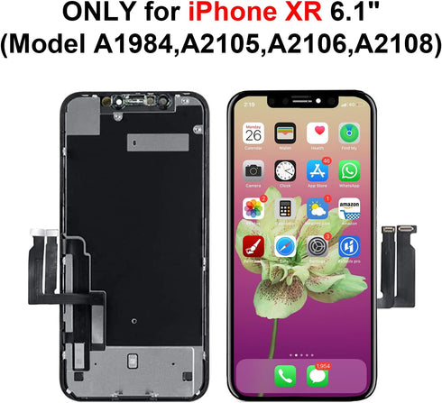 Brinonac for iPhone XR LCD Screen Replacement Kit,6.1 inch 3D Touch Screen Display Digitizer Frame Assembly Set with Repair Tools,Adhesive and Tem...