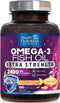 Fish Oil 2400 mg with Omega-3, EPA & DHA - Triple Strength Omega Supplement - Natural Support for Immune, Heart & Brain Health - Nature's Lemon Fl...