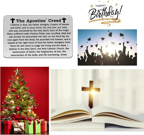 Gzrlyf The Apostles Creed Wallet Card I Believe in God Christian Engraved Wallet Insert Christian Prayer Gifts Religious Gift(Apostles Creed Walle...