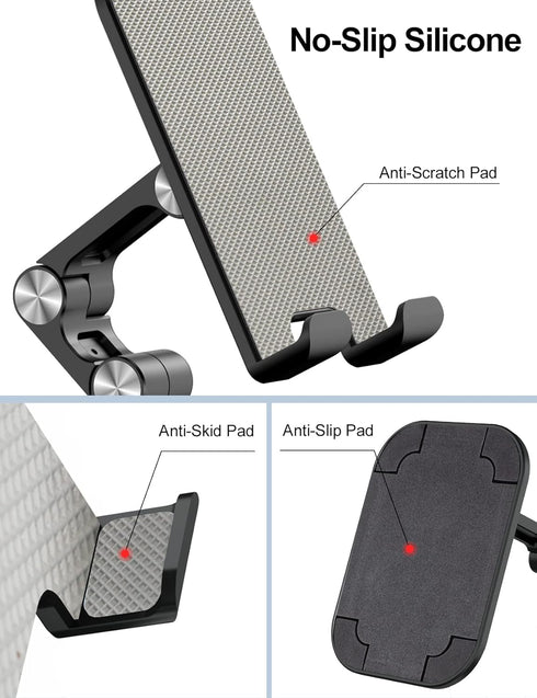 OCYCLONE Phone Stand, Adjustable Height and Angle Foldable Cell Phone Stand Holder for Desk, Taller iPhone Stand Compatible 4-11 Inch All Mobile P...